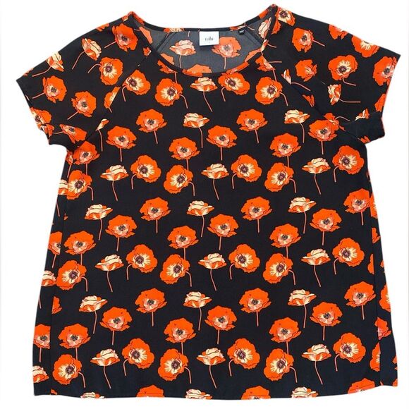 Cabi Flanders Black Poppy Top Blouse with Split Back Sz Small style 3251 - Picture 1 of 6